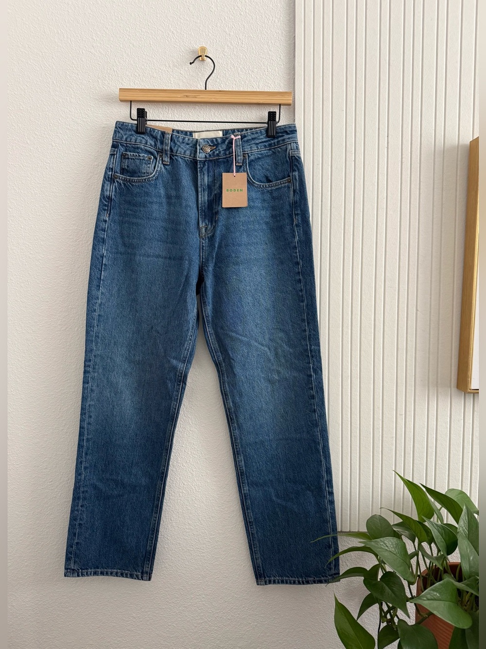Boden 100% Cotton Straight Leg High Rise Medium Wash Jeans